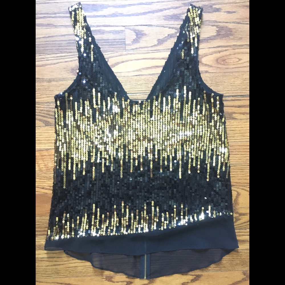 Sequin top high low